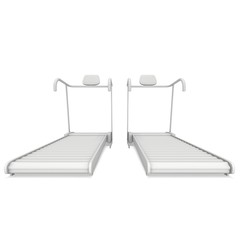 Treadmill machine. Gym and fitness equipment. 3d render isolated on white background.