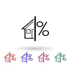 Percentage real estate multi color icon. Simple glyph, flat vector of profit icons for ui and ux, website or mobile application