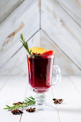 mulled wine with orange and grapefruit