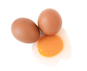 Top view egg chicken isolated on white background