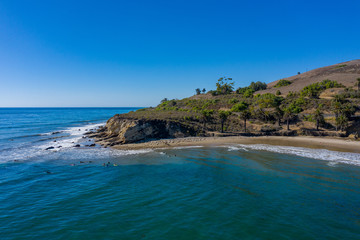 Aerial view of Refugio State Park Beach in California 