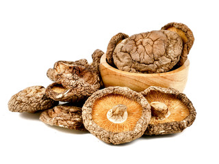 dried shiitake mushroom isolated on a white background,element of food healthy nutrients and herb healthy concept
