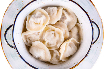 Boiled dumplings, supplied with oil