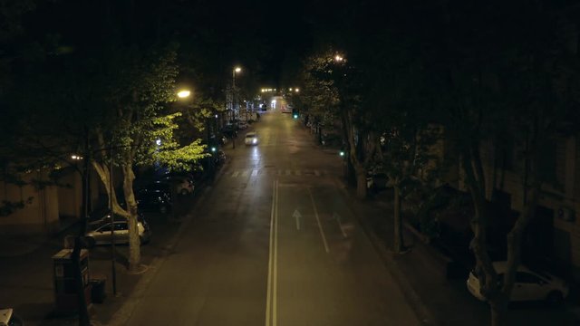 Timelapse street at night, cars and lights. Jesi Viale.