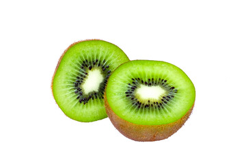 Ripe fresh kiwi fruits and half sliced