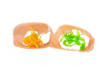 Close up of Thai traditional dessert crispy pancakes