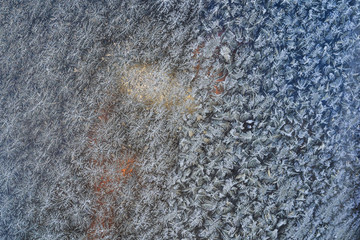Frosty pattern on the surface in winter season