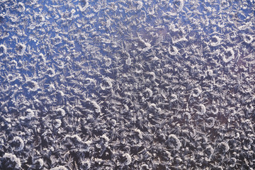 Frosty pattern on the surface in winter season