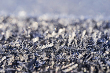 Frosty pattern on the surface in winter season