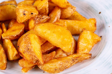 Fried potatoes in village