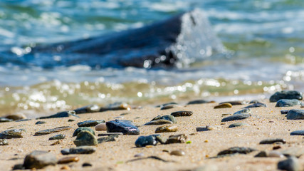 Stones on the beach sand, Razo, A Coruña, Spain