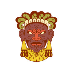 Aztec cacao pattern design. Line art logo style. Vector illustration.