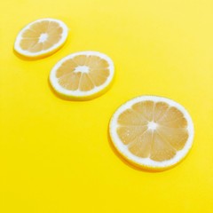 slice of lemon on black background