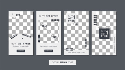 Sale mobile template collection for promotion sale with geometric style. Editable mobile banner for stories or social media post, web and internet. Promotion sale bundle