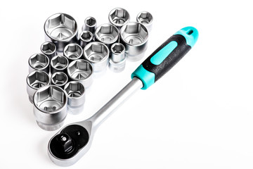 Tools for repair and construction. Main advantage of heads used to unwind or tighten nuts and bolts...