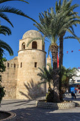 People walking on the traditional medina at Sousse in Tunisia