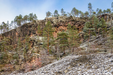 big hill in the first snow