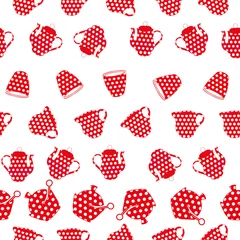 Foto op Canvas Red and white seamless pattern print background © Doeke