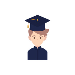 student boy with hat graduation flat style