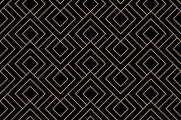 Gardinen Das geometrische Muster mit Linien. Nahtloser Vektorhintergrund. Gold und schwarze Textur. Grafisches modernes Muster. Einfaches Gittergrafikdesign © ELENA