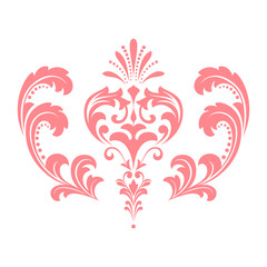 Damask graphic ornament. Floral design element. Pink vector pattern