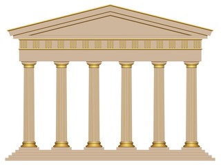 Fototapeta premium 3D Ancient temple with six columns isolated on white background 