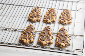 Christmas tree-shaped Christmas chocolate cookies