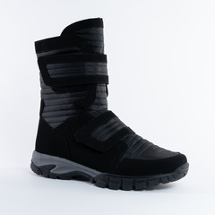 mens boots winter high warm soft waterproof on a fastener. On white background. See other angles of...
