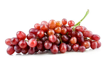 bunch of ripe and juicy red grapes isolated on white background