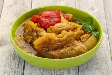 Caucasian cuisine - baked eggplant and tomato