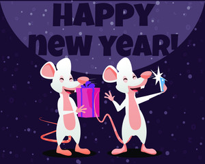 White Rat. Chinese New Year. Year of the rat. Lucky mouse vector illustration