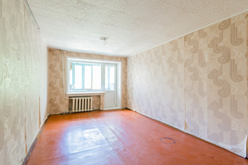 Fototapeta premium Russia, Moscow- July 08, 2019: interior room apartment. standard repair decoration in hostel. old not modern decor