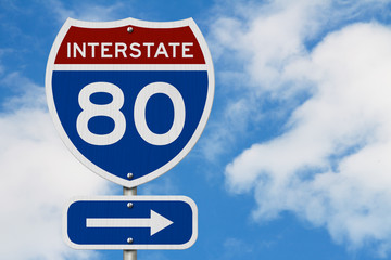 I-80 interstate USA highway road sign