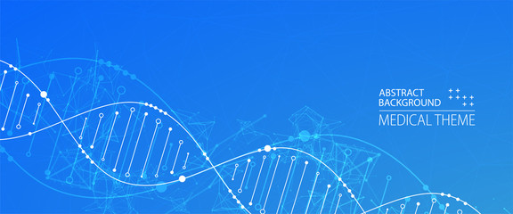 Science template, wallpaper or banner with a DNA molecules. Vector illustration.