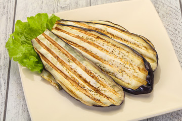 Grilled eggplant in the bowl