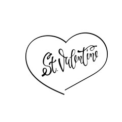 St,Valentine. Script lettering design.  Valentine's ilustration with heart,