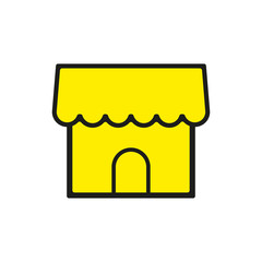 Simple Store or shop icon.Merchant store, vector icon illustration in line outline style.