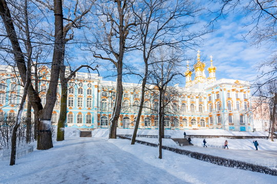 Catherine palace and park in winter, Pushkin, Saint Petersburg, Russia
