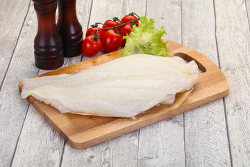 Raw halibut fillet