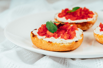Tomatoes And Goat Cheese Bruschetti