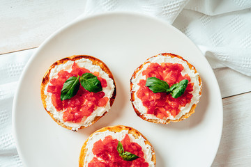 Tomatoes And Goat Cheese Bruschetti