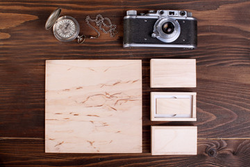 Fototapeta premium vintage presents on a wooden background