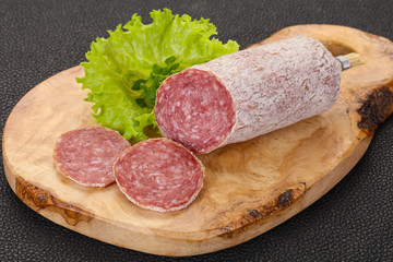 Italian dry Saliami pork sausage