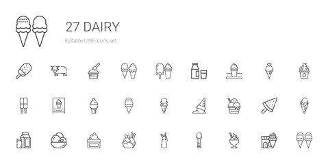 dairy icons set