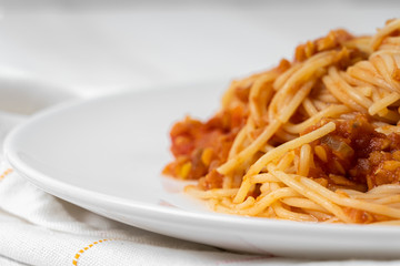 Slow Cooked Lentil Spaghetti Bolognese