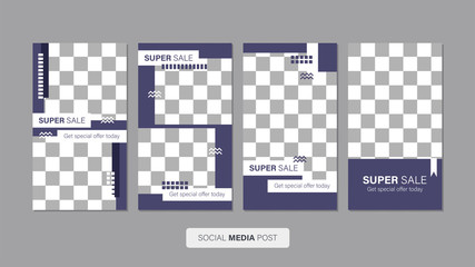 Sale mobile template collection for promotion sale with geometric style. Editable mobile banner for stories or social media post, web and internet. Promotion sale bundle