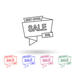 Best offer 30 of discounts multi color icon. Simple thin line, outline vector of sale icons for ui and ux, website or mobile application
