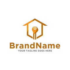 Home repair construction logo icon. Home service design logo illustration.