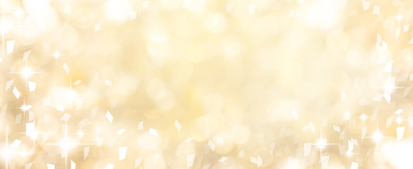 blur elegance yellow color background with glow light and confetti flying spreading with copy space...