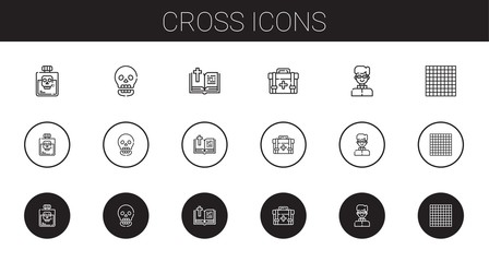 cross icons set